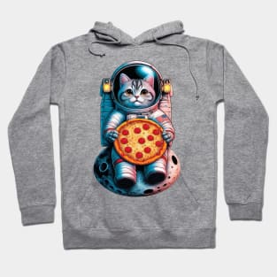 Cat Eating Pizza in Universe - For Space Astronaut Cat Hoodie